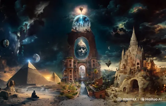 Surreal Landscape Destruction: Pyramids, Archway, Castle – AI Generated Video | Hailuo AI