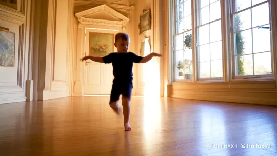 Boy's Captivating Dance in Sunlit Room Captured on Static Camera – AI Generated Video | Hailuo AI