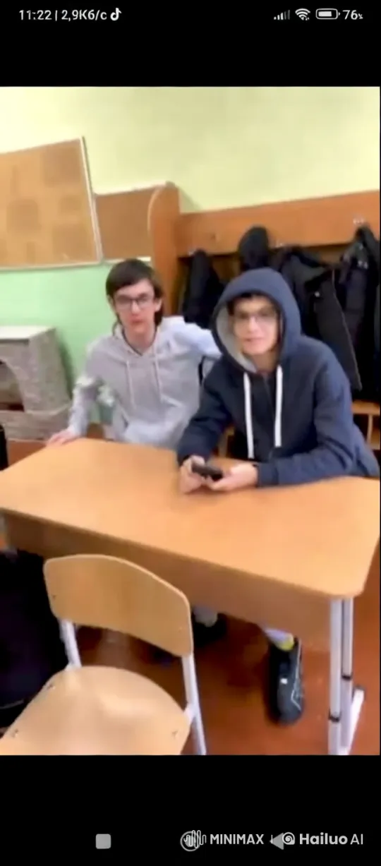 Boys' Friendship Moment in Classroom Setting – AI Generated Video | Hailuo AI