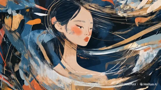 Vibrant Abstract Art with Flowing Hair – AI Generated Video | Hailuo AI