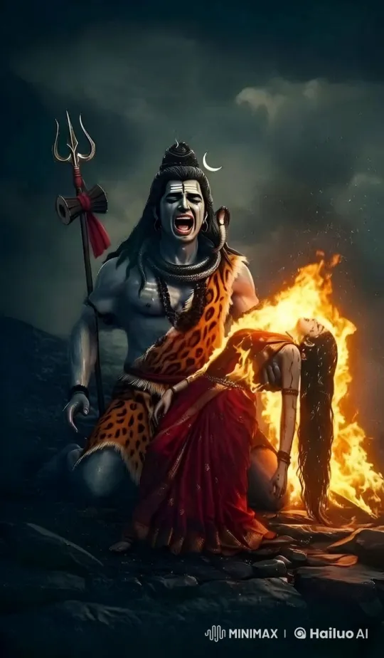 Shiva Grieves Over Sati on Desolate Landscape – AI Generated Video | Hailuo AI