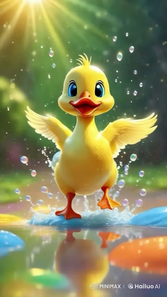 Cheerful Duck Joyfully Splashes Towards Camera – AI Generated Video | Hailuo AI