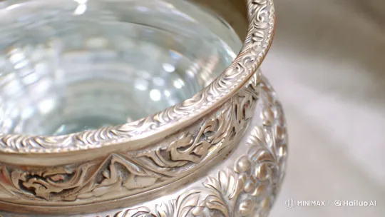 Hummingbird Bathes in Ancient Silver Glass – AI Generated Video | Hailuo AI