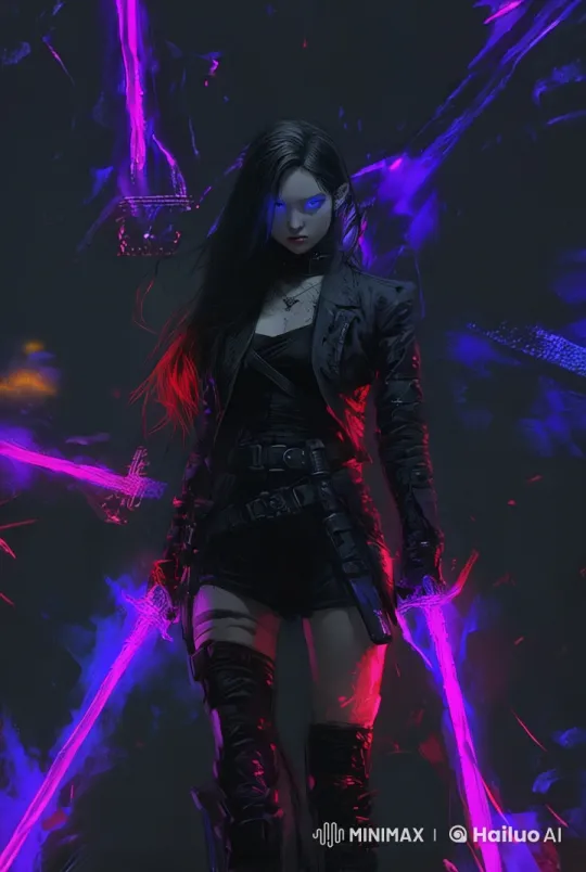 Sci-Fi Warrior: Live2D Animation with Vibrant Swords – AI Generated Video | Hailuo AI