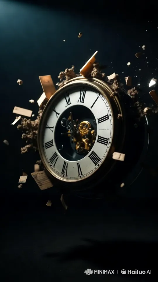 Antique Clock Unravels in Aesthetic Chaos – AI Generated Video | Hailuo AI