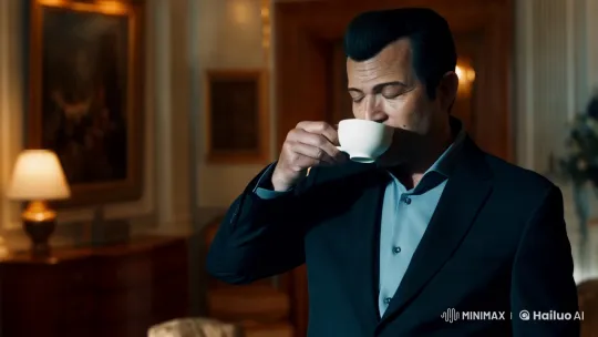 Reflective Gentleman in an Elegant, Dimly Lit Room – AI Generated Video | Hailuo AI