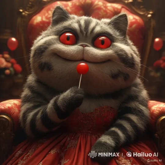 Plump Cat Enjoys Lollipop in Regal Setting – AI Generated Video | Hailuo AI
