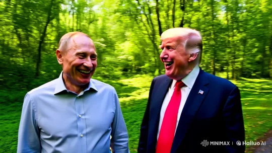 Putin and Trump Share Laughter Amidst Majestic Waterfall – AI Generated Video | Hailuo AI