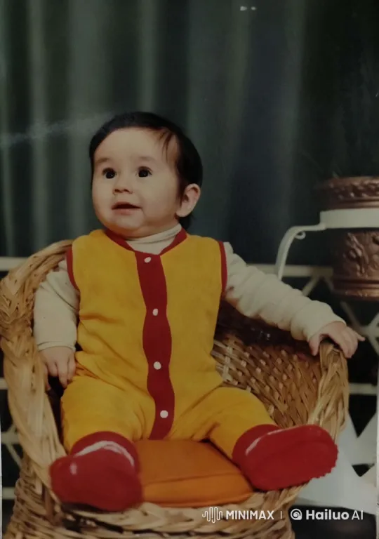 Baby in Vibrant Outfit in Elegant Wicker Chair Setting – AI Generated Video | Hailuo AI