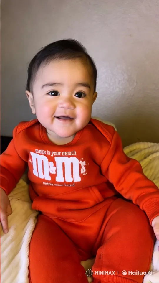 Baby in Red M&M's Outfit Dances and Poses – AI Generated Video | Hailuo AI