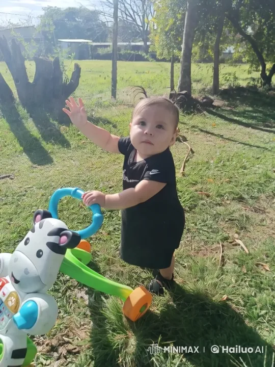 Girl's First Steps on Lawn with Zebra Walker – AI Generated Video | Hailuo AI