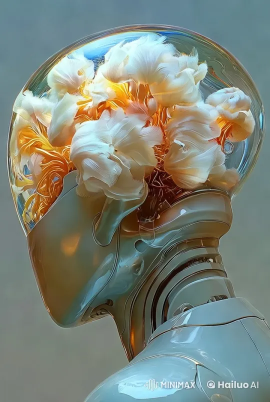 Futuristic Robot with Organic Helmet Design – AI Generated Video | Hailuo AI
