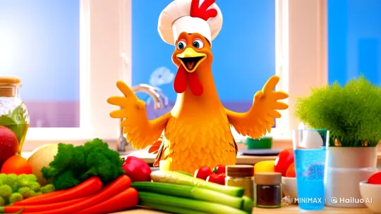 Dancing Chef Chicken in a Colorful Kitchen – AI Generated Video | Hailuo AI