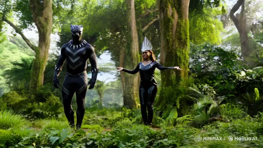 Black Panther and Storm Dance in African Jungle – AI Generated Video | Hailuo AI