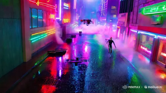 Cyberpunk City Chase: AI's Determined Escape – AI Generated Video | Hailuo AI