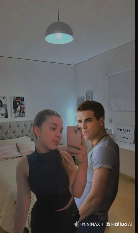 Cozy Bedroom Selfie with Romantic Kiss Scene – AI Generated Video | Hailuo AI