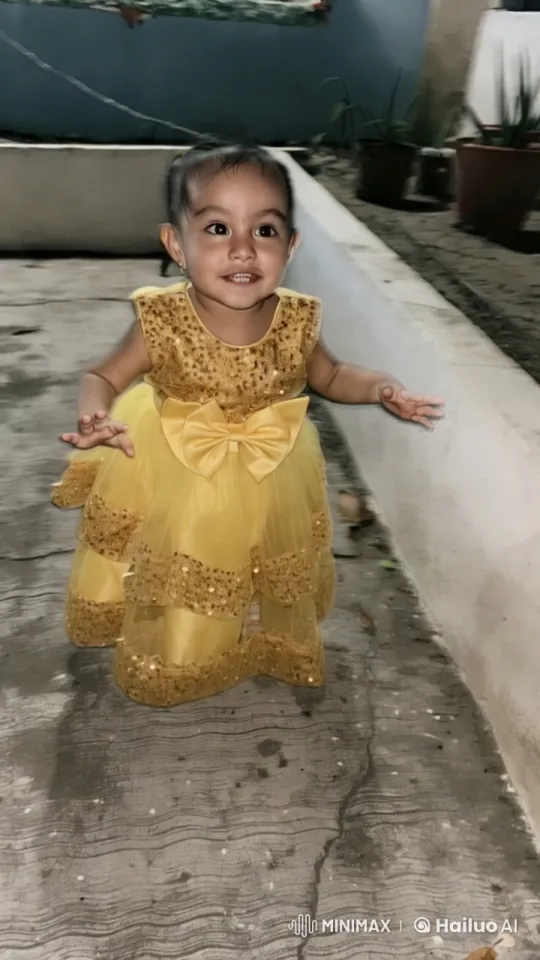 Child in Yellow Dress Performs Dance and Kung Fu – AI Generated Video | Hailuo AI