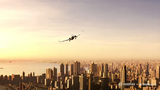 High Aesthetic Plane Crash in Bustling Cityscape – AI Generated Video | Hailuo AI