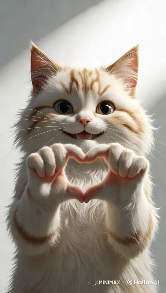 Adorable Cat Forms Heart Shape with Paws – AI Generated Video | Hailuo AI