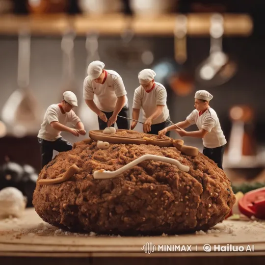 Miniature Chefs Sculpting Artistic Bread Creation – AI Generated Video | Hailuo AI