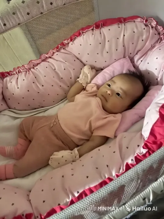 Baby Dancing Joyfully in Cozy Pink Crib Setting – AI Generated Video | Hailuo AI