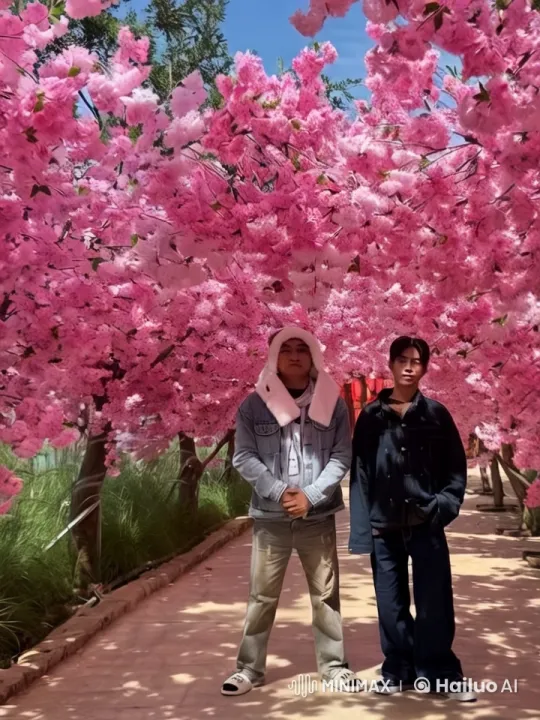 Martial Artists Display Skills Under Cherry Blossoms – AI Generated Video | Hailuo AI