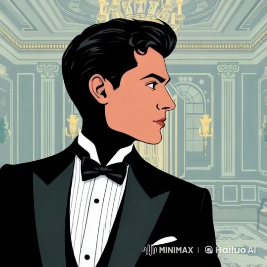 Elegant Tuxedoed Man Explores Luxurious Corridor – AI Generated Video | Hailuo AI