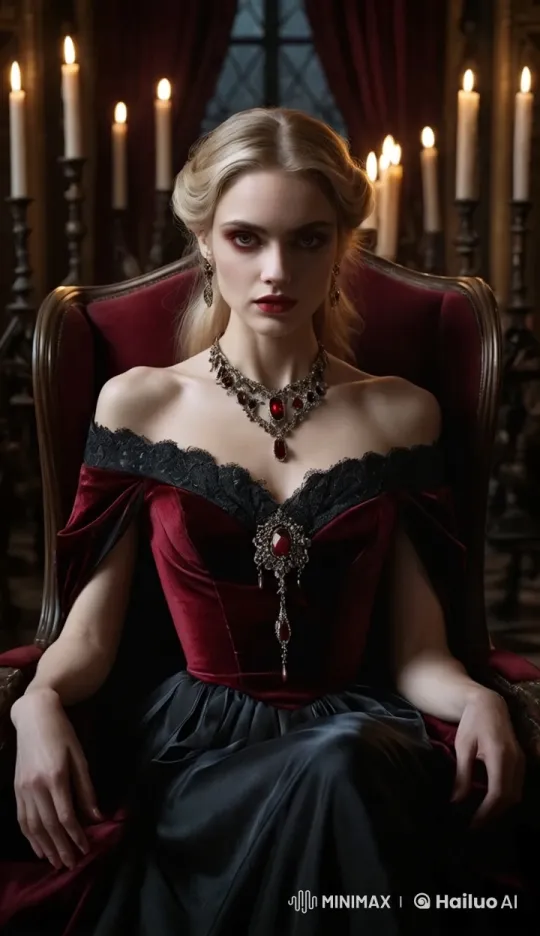 Mysterious Woman in Red Velvet Chair Tells Enigmatic Tale – AI Generated Video | Hailuo AI
