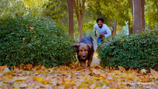 Max and Arjun's Joyful Chase in Autumn Park – AI Generated Video | Hailuo AI