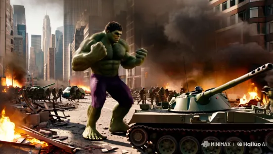 Hulk Destroys City in Frenzied Battle Rage – AI Generated Video | Hailuo AI