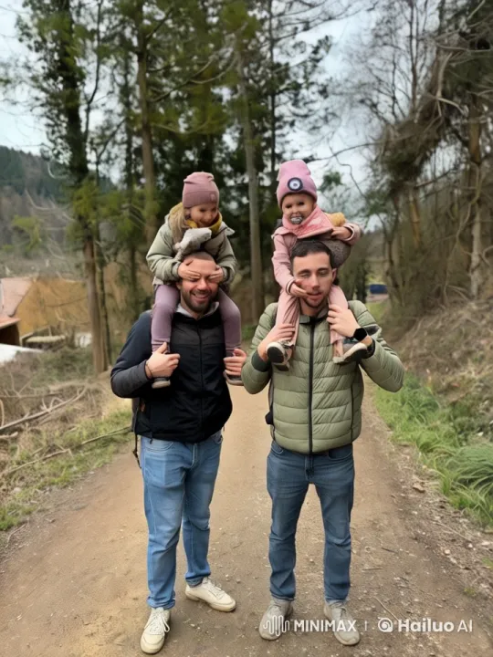 Joyful Interaction in a Serene Forest Setting – AI Generated Video | Hailuo AI