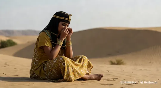 Desert Chaos: Woman Amidst Earthquake and Explosions – AI Generated Video | Hailuo AI