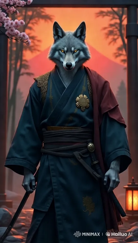 Cinematic Honshū Wolf Ronin at Torii Gate – AI Generated Video | Hailuo AI