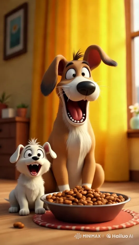 Lazy Dog Ignoring Playful Puppy – AI Generated Video | Hailuo AI