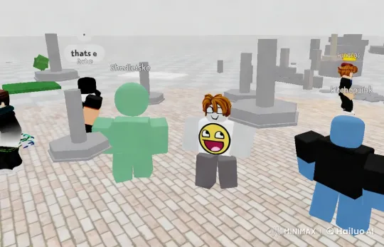 Roblox Characters Dance in Geometric Setting – AI Generated Video | Hailuo AI