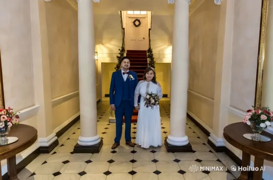 Bride and Groom's Elegant Kung Fu Fight in a Hallway – AI Generated Video | Hailuo AI