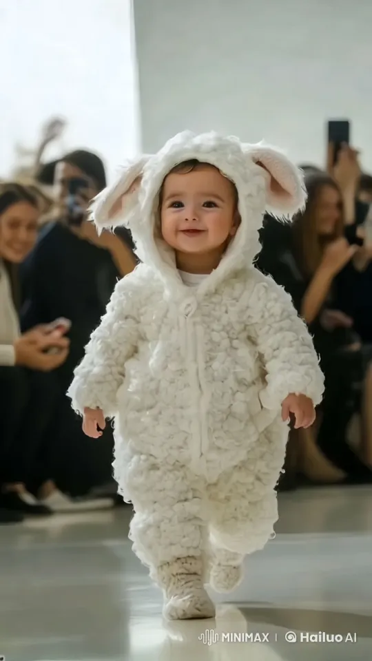 Child in Lamb Costume Struts Runway with Elegance – AI Generated Video | Hailuo AI
