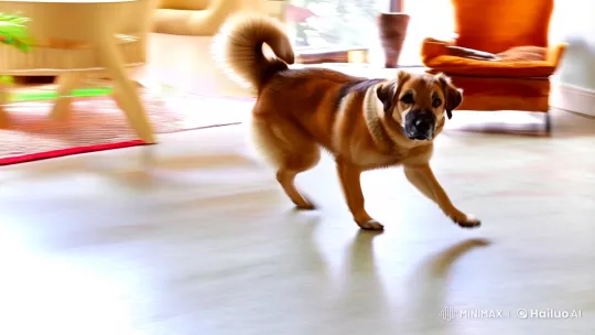 Dog Followed by Dramatic Zoom-in Shot – AI Generated Video | Hailuo AI