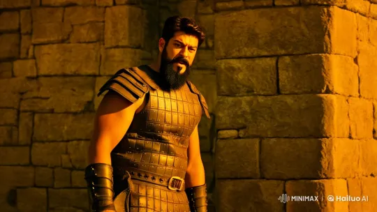 Medieval Warrior in Ancient Fortress: A Dramatic Walk – AI Generated Video | Hailuo AI