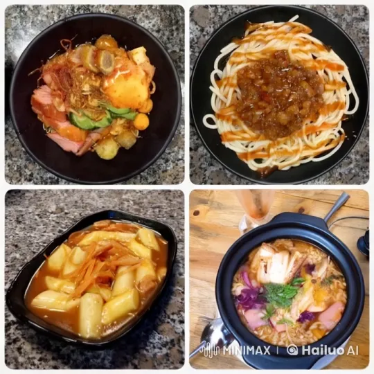 Vibrant Dishes: A Culinary Grid Display – AI Generated Video | Hailuo AI