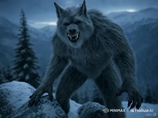 Fearsome Werewolf Stalks Dark Winter Forest – AI Generated Video | Hailuo AI