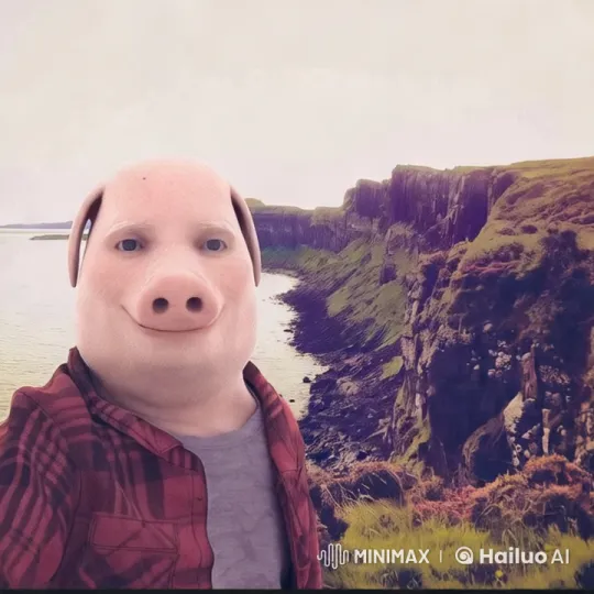 Person Running and Eating Bananas by Cliffside Lake – AI Generated Video | Hailuo AI