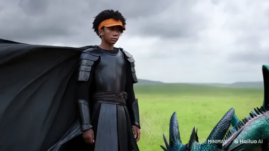 Medieval Man Bonds with Obedient Dragon in Stormy Field – AI Generated Video | Hailuo AI