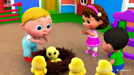Familiar Characters Enjoy Chicks on a Colorful Farm – AI Generated Video | Hailuo AI