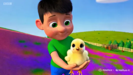 TomTom Cherishes a Chick on a Colorful Farm – AI Generated Video | Hailuo AI