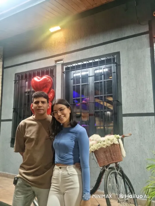 Couple's Intimate Kiss with Heart Balloons – AI Generated Video | Hailuo AI