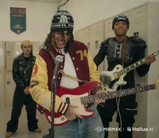 High School Band Performs with Energy in Locker Room – AI Generated Video | Hailuo AI