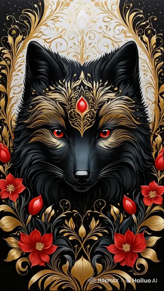 Mystical Black Fox with Red Eyes in Live2D Animation – AI Generated Video | Hailuo AI