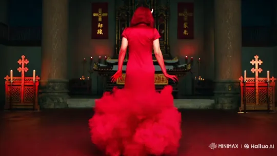 Possessed Woman Transforms into a Sinister Figure in Chinese Catholic Setting – AI Generated Video | Hailuo AI