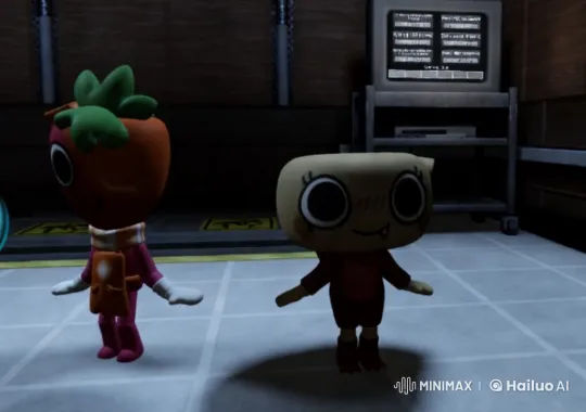 Adorable Characters Mimic a Kiss in a Charming Scene – AI Generated Video | Hailuo AI
